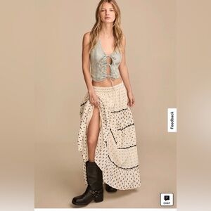 Lucky Brand Cream and Black Maxi Skirt